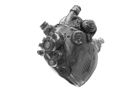 3d rendering of a car engine in heart shape like isolated on white background in studioの写真素材
