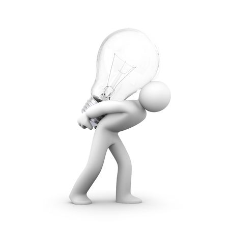 Person carry lightbulb. I have idea, concept.の写真素材