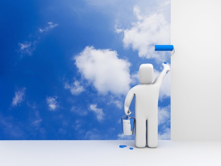 Person paint sky の写真素材