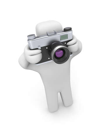 Photographer isolated on whiteの写真素材