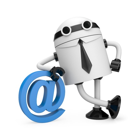 Robot with email  Image contain the clipping pathの写真素材