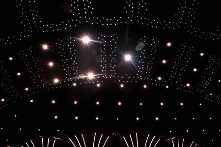 Ceiling with lights  Dark backgroundの写真素材