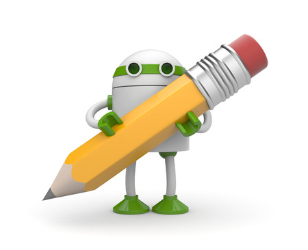 Robot with pencilの写真素材