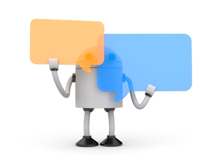 Robot with speech bubblesの写真素材