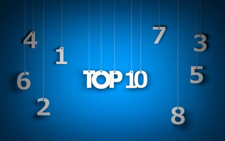 Top 10 - word hanging on the ropes. 3d illustrationの写真素材