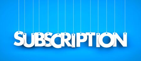 Subscription - hanging on the ropes. 3d illustration