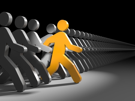 The person leads the competition. 3d illustrationの写真素材