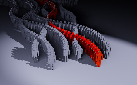 Different people. Red crowd. 3d illustrationの写真素材