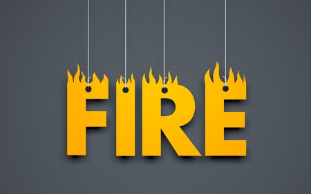 Fire - word hanging on the stringの写真素材