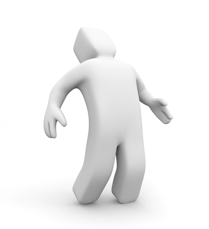 3D man in a posture of suffering. 3d illustrationの写真素材