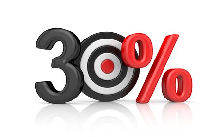 Targets form the number 100 percent. Accurate shot metaphors. 3d illustration