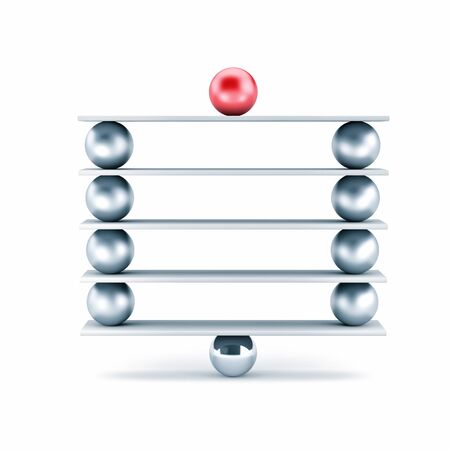 Metal balls on plank - different metaphor. 3d illustrationの写真素材