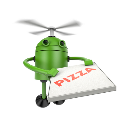 Robot drone delivery pizzaの写真素材
