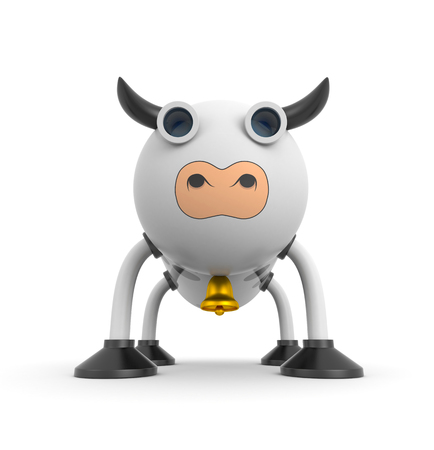 Bull robor or may be cow. Cute character. 3d illustrationの写真素材
