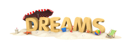 DREAMS - word of sand. 3d illustrationの写真素材