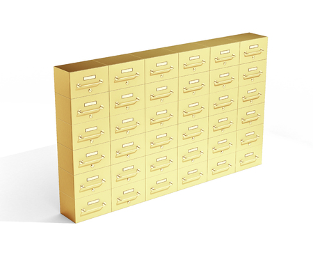 Gold deposit boxes on white background. 3d illustrationの写真素材