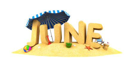 JUNE - word of sand. 3d illustrationの写真素材