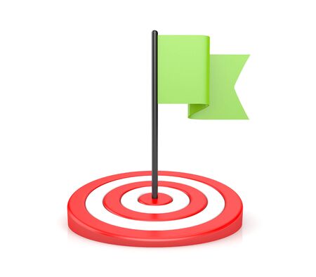 Goals - green flag and red target. 3d illustrationの写真素材