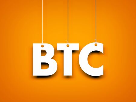 Word BTC - text hanging on the rope. 3d illustrationの写真素材