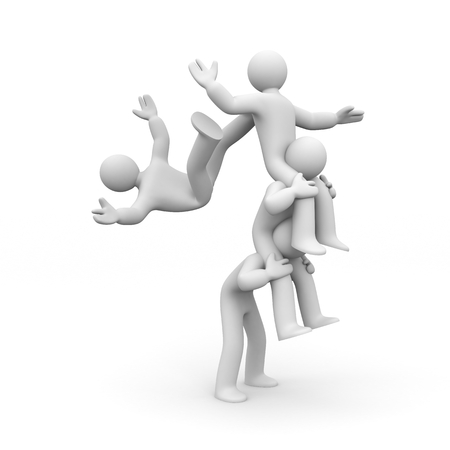 Falling of the team! 3d illustrationの写真素材