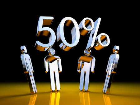 People with chrome digits. 50% SALE. 3d illustrationの写真素材