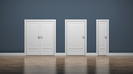 Thick and thin doors. Enter and Exit. Business concept. 3d illustrationの写真素材