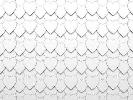 White background of hearts. 3d illustrationの写真素材