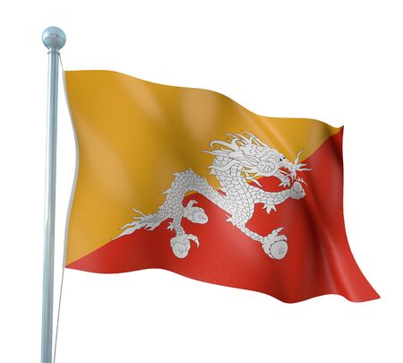 Bhutan Flag Detail Renderの写真素材