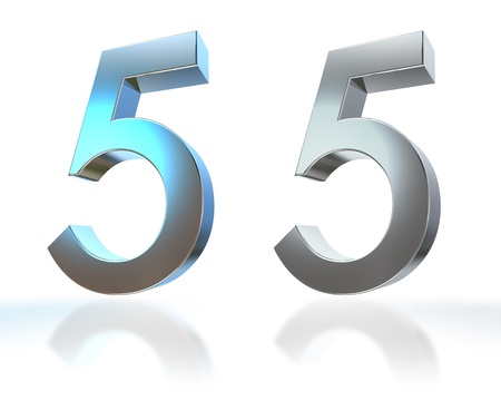 Number from 0 to 9 in chrome over white backgroundの写真素材