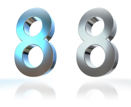 Number from 0 to 9 in chrome over white backgroundの写真素材