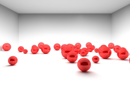 Red Balls in the Empty Roomの写真素材