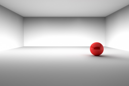 Red Ball in the Empty Roomの写真素材