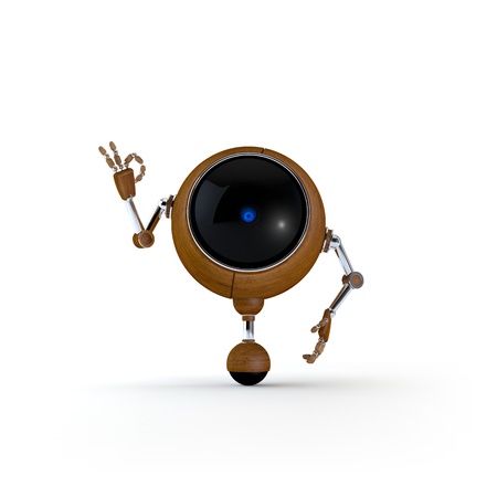 3D Illustration Robot Show Perfect Sign with Hand and Isolated on Backgroundの写真素材