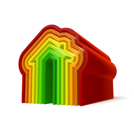 3D Illustration of Energy House Graphic Render on Isolated White Backgroundの写真素材