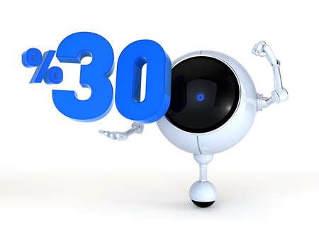 3D Illustration Robot Figure with number and Isolated on Background