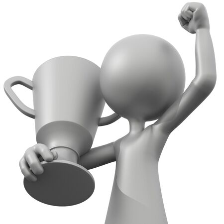 Pixel Guy Holding Cup isolated in whiteの写真素材