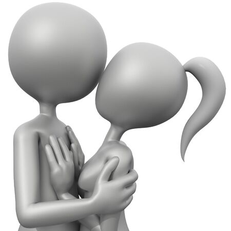 3d Couple Kissing isolated in whiteの写真素材