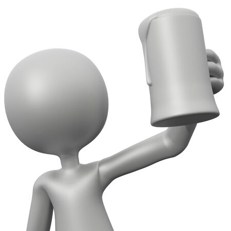 3d Guy Taosting with Beer isolated in whiteの写真素材