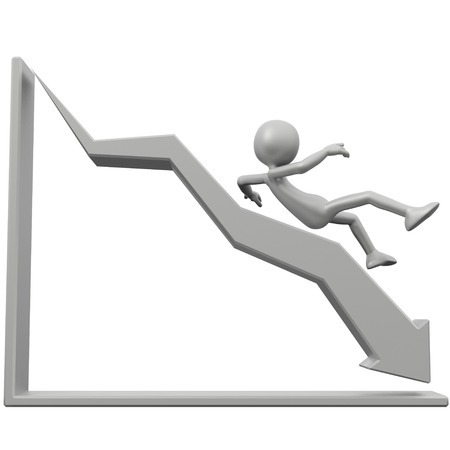 3D Guy Decreasing Stock Priceの写真素材