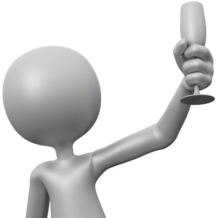 3D Guy Toasting (with Champagne Glass)の写真素材