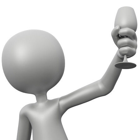 3D Guy Toasting (with Wine Glass)の写真素材