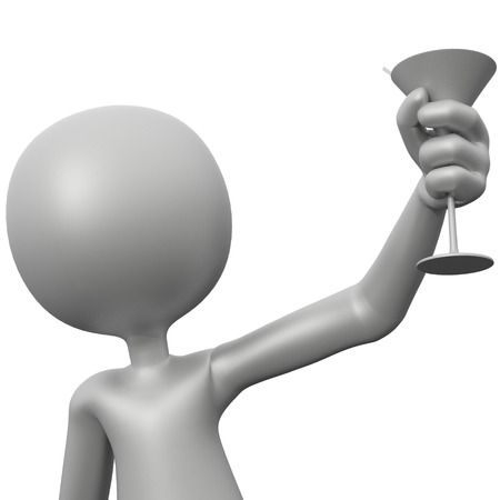 3D Guy Toasting (with Cocktail Glass)の写真素材