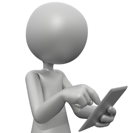 3D Guy Using iPad - Tabletの写真素材