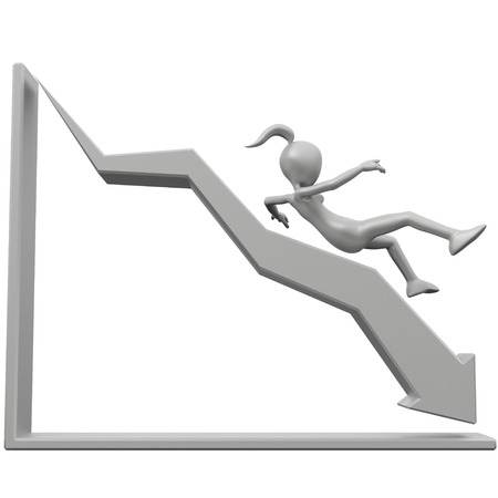 3D Girl Decreasing Stock Priceの写真素材