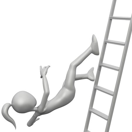 3D Girl Falling Off Ladderの写真素材