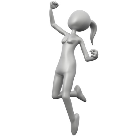 3D Girl Jumping for Joyの写真素材
