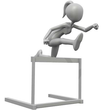 3D Girl Jumping Hurdlesの写真素材