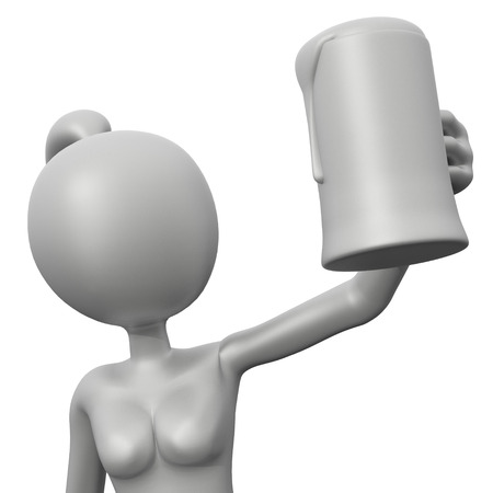 3D Girl Toasting (with Beer Mug)の写真素材