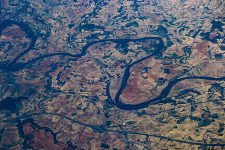 Ebro river from the planeの写真素材