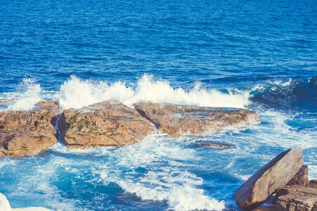 water next to the ocean. Bondi Beach Sydney Australia NSWの写真素材
